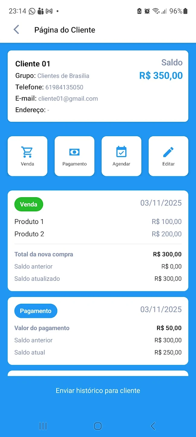 Preview da página do cliente